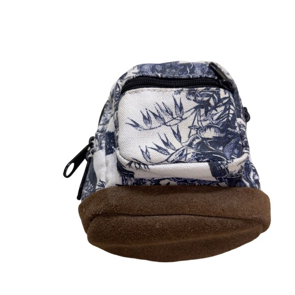 Vintage JANSPORT Mini Back Pack Coin Purse Wristlet Charm Blue Floral Leather - Picture 4 of 16